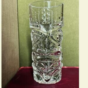 Heavy Tiki Glass • Molded Face • “DELI” Mark • 6⅝”